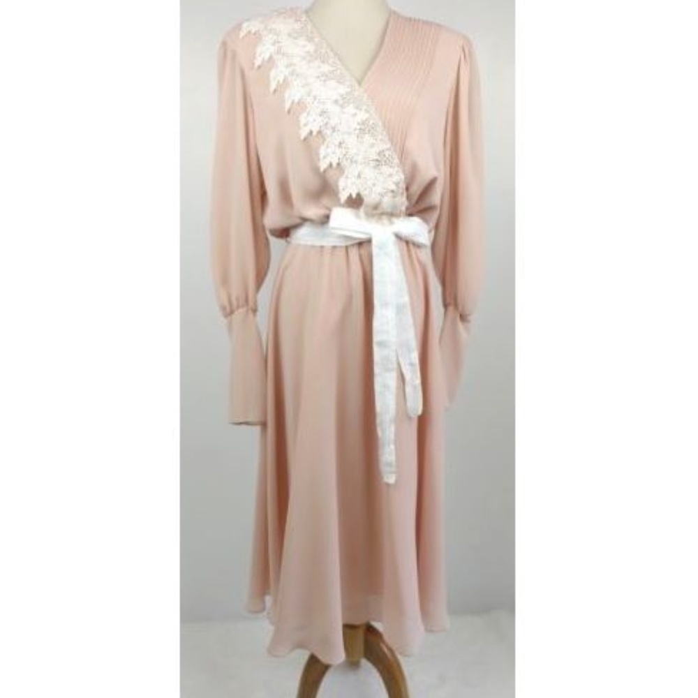 Vintage Ursula of Switzerland Sheer Pink Dress M - Picture 2 of 8